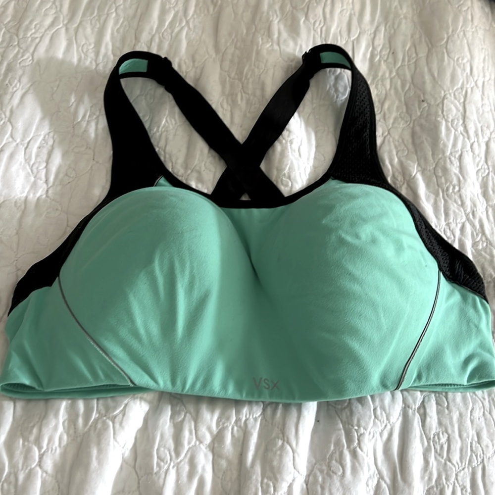 Bundle of 2 Victorias Secret Sports Bra VSSport 1-Sea foam Green 1-Hot Pink